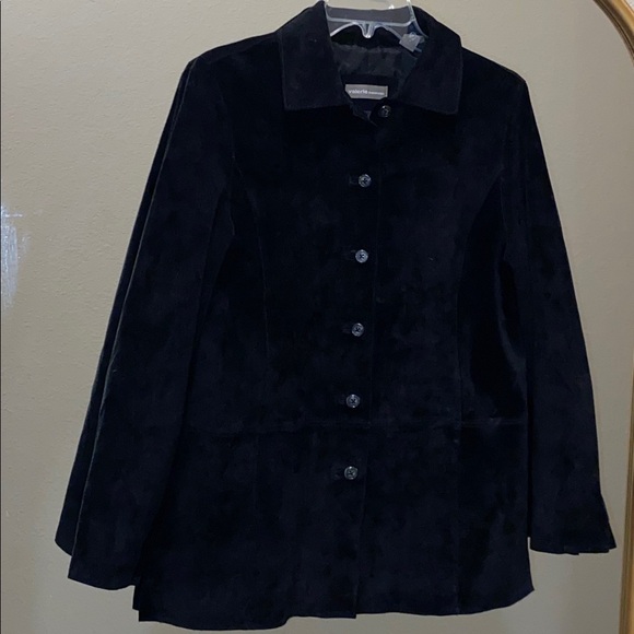 Valerie Separates Elegant Black Suede/Leather Blazer Jacket Size M - Picture 6 of 12